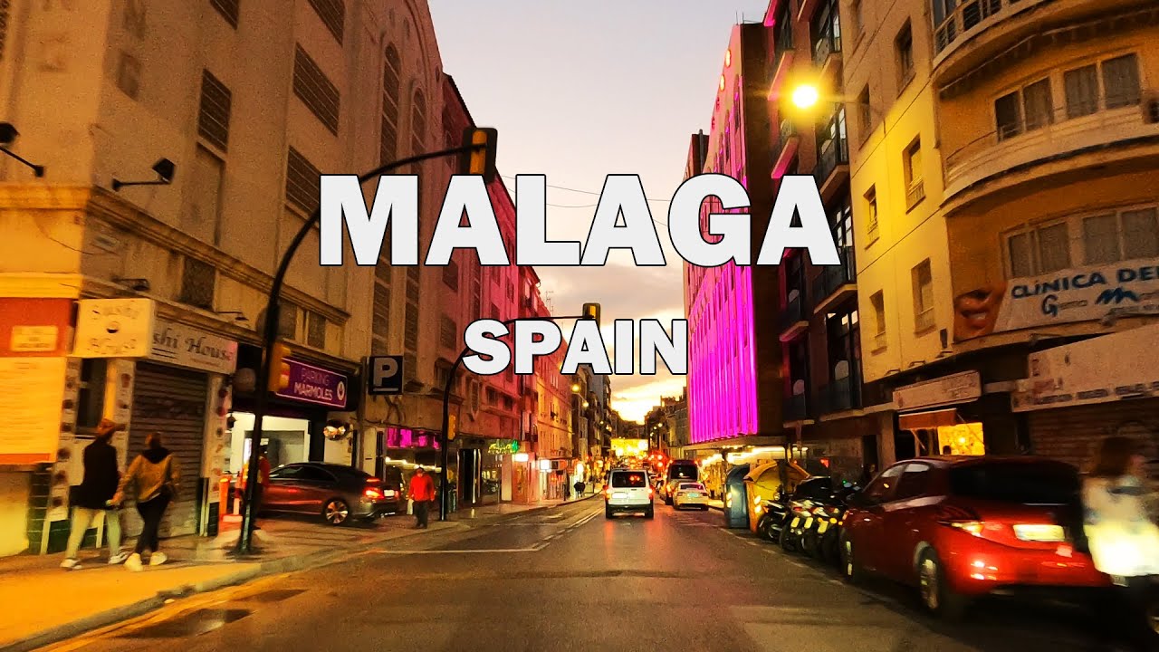 Malaga, Spain - Birth Place of Pablo Piccaso - Evening Drive 4K