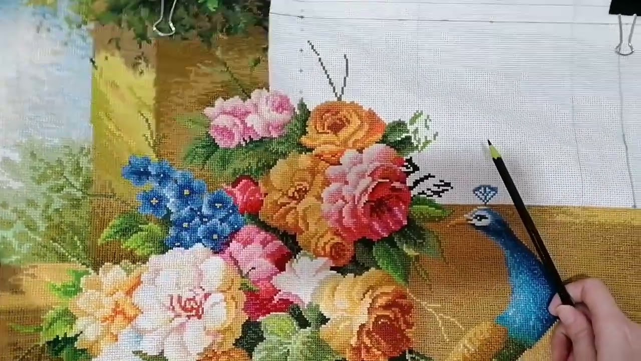 Продолжаю вышивать китайский набор #вышивка #вышивкакрестиком