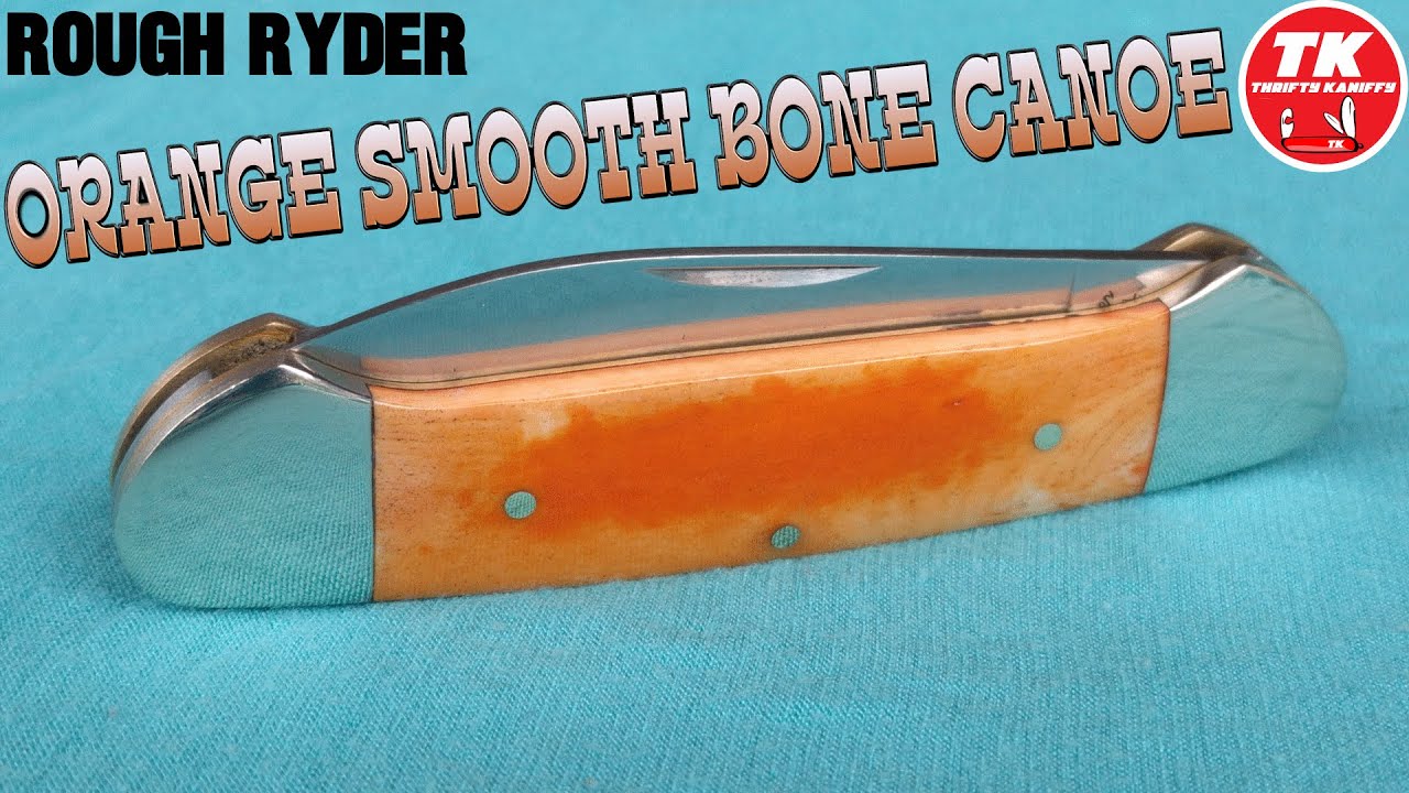 Rough Ryder Orange Smooth Bone Canoe Pocket Knife RR046