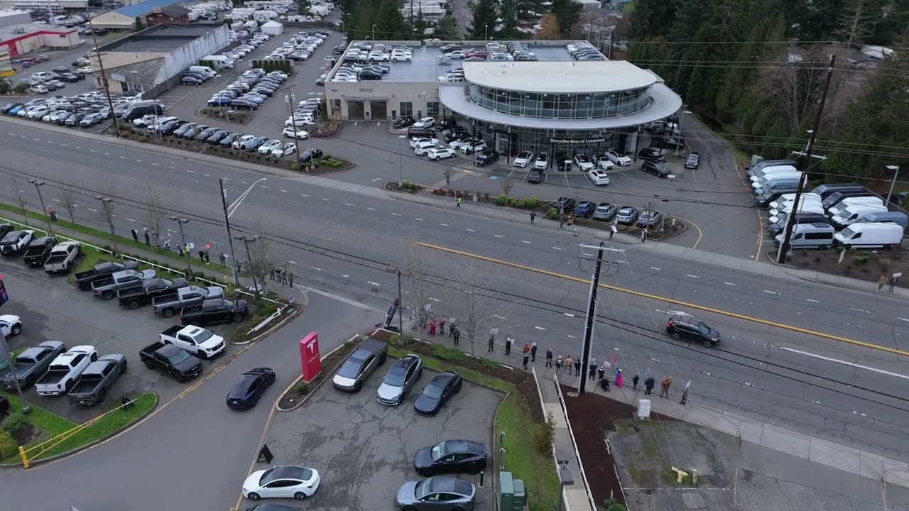 Aerial View: Stop ICE for Good Protest in Lynnwood, WA