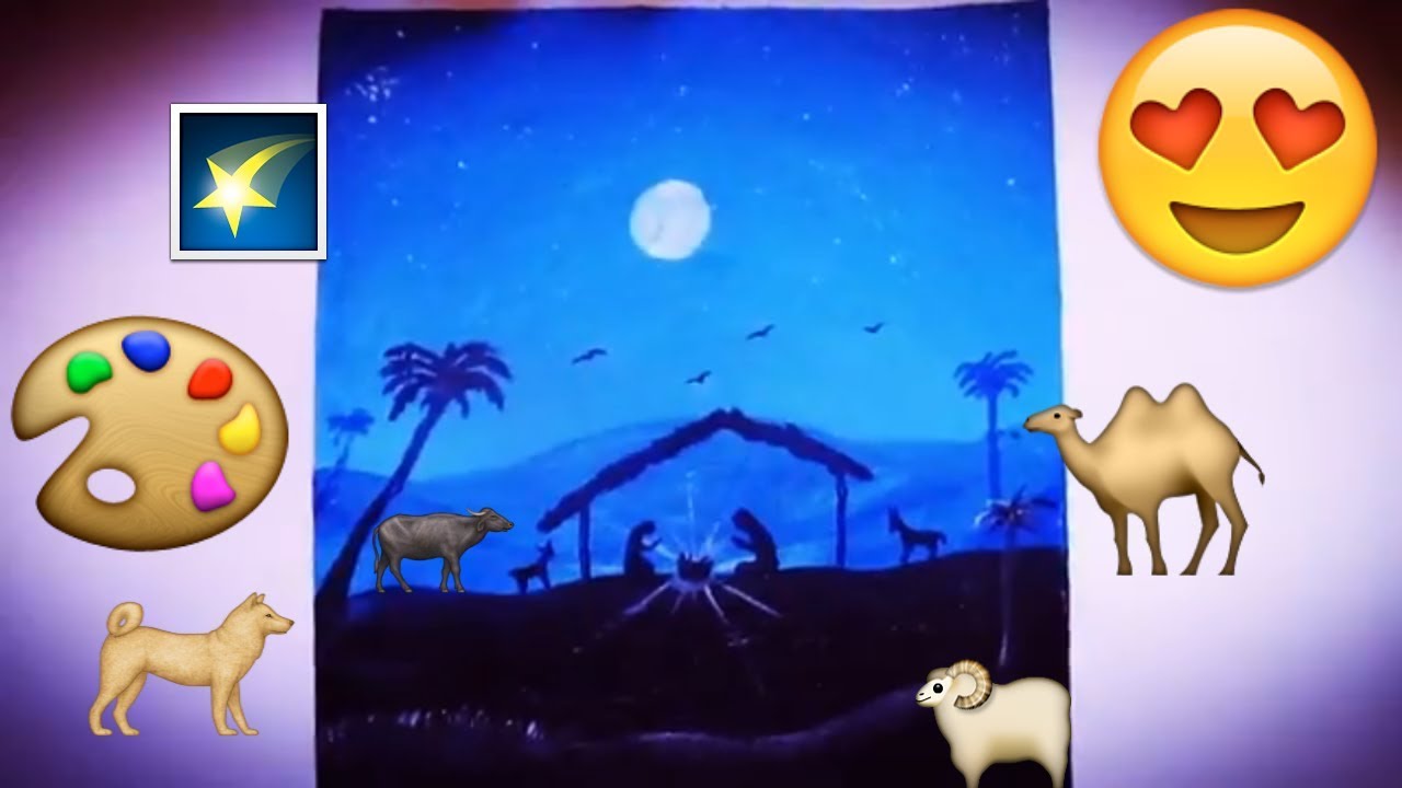 IDEAs PARA DIBUJAR EL NACIMIENTO DEL NIÑO JESÚS - SULUETA DIBUJOs CON TEMPERA FÁCIL