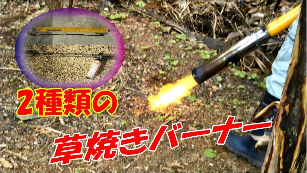 雑草を草焼きバーナーで焼く 【新富士バーナーKB 220】 vs   【78cm超ロング カセットバーナーKLL 5002D】