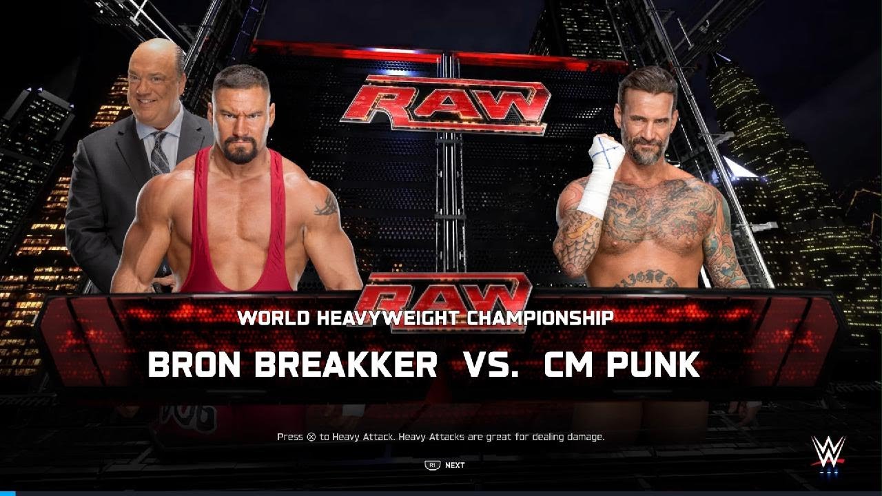 WWE 2K25 Bron Breakker (w/ Paul Heyman) vs CM Punk