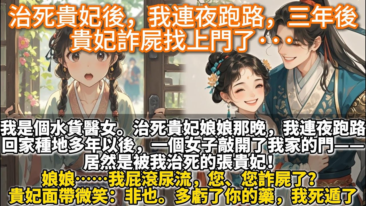 完結沙雕甜甜文：治死貴妃後，我連夜跑路，三年後，貴妃詐屍找上門了···我是個水貨醫女。治死貴妃娘娘的那晚，我連夜跑路。回家種地多年以後。一個女子敲開了我家的門——居然是被我治死的張貴妃！