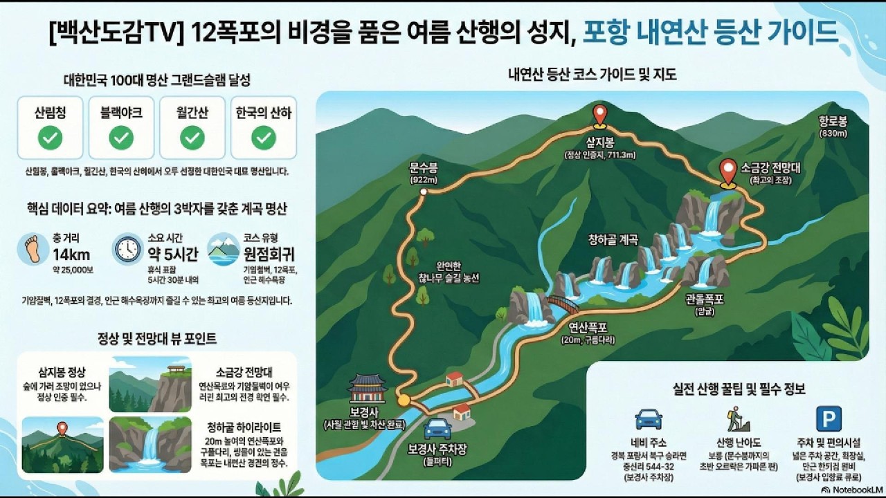 내연산 (경북 포항시) | 100대명산 산행기록/보경사 주차장 ~ 문수봉 ~ 수리더미 갈림길 ~ 삼지봉 ~ 수리더미 갈림길 ~ 은폭포 ~ 연산폭포 ~ 상생폭포 ~  보경사주차장