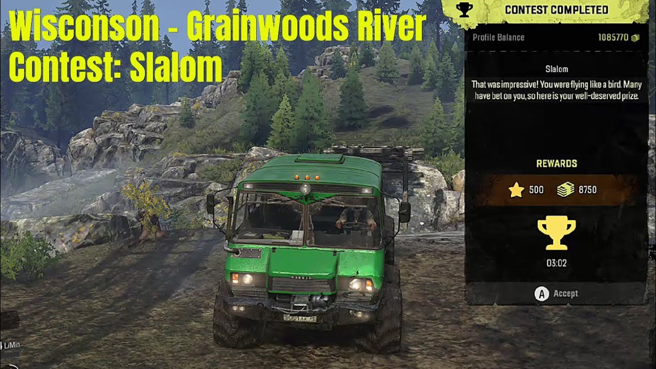 Wisconsin, Grainwoods River - Contest: Slalom - SnowRunner Play Through Part 522