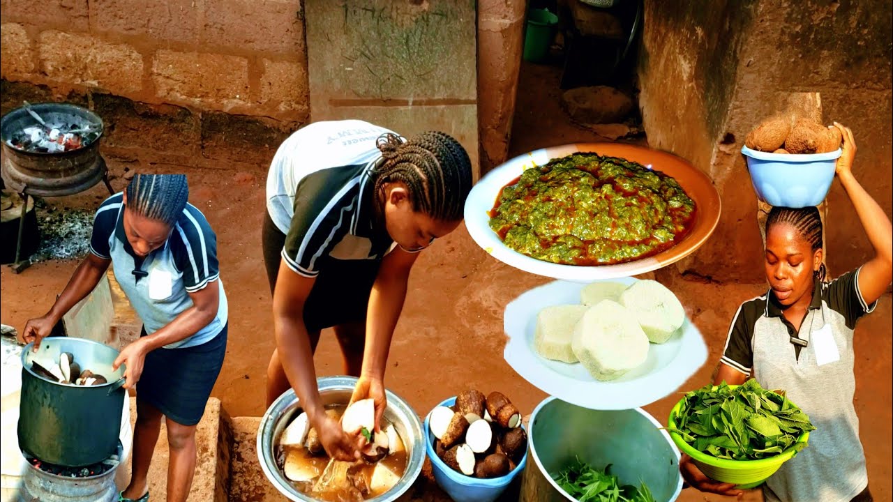 How to make African Nigerian Bitterleaf Sauce with White Yam// Authentic Local Sauce