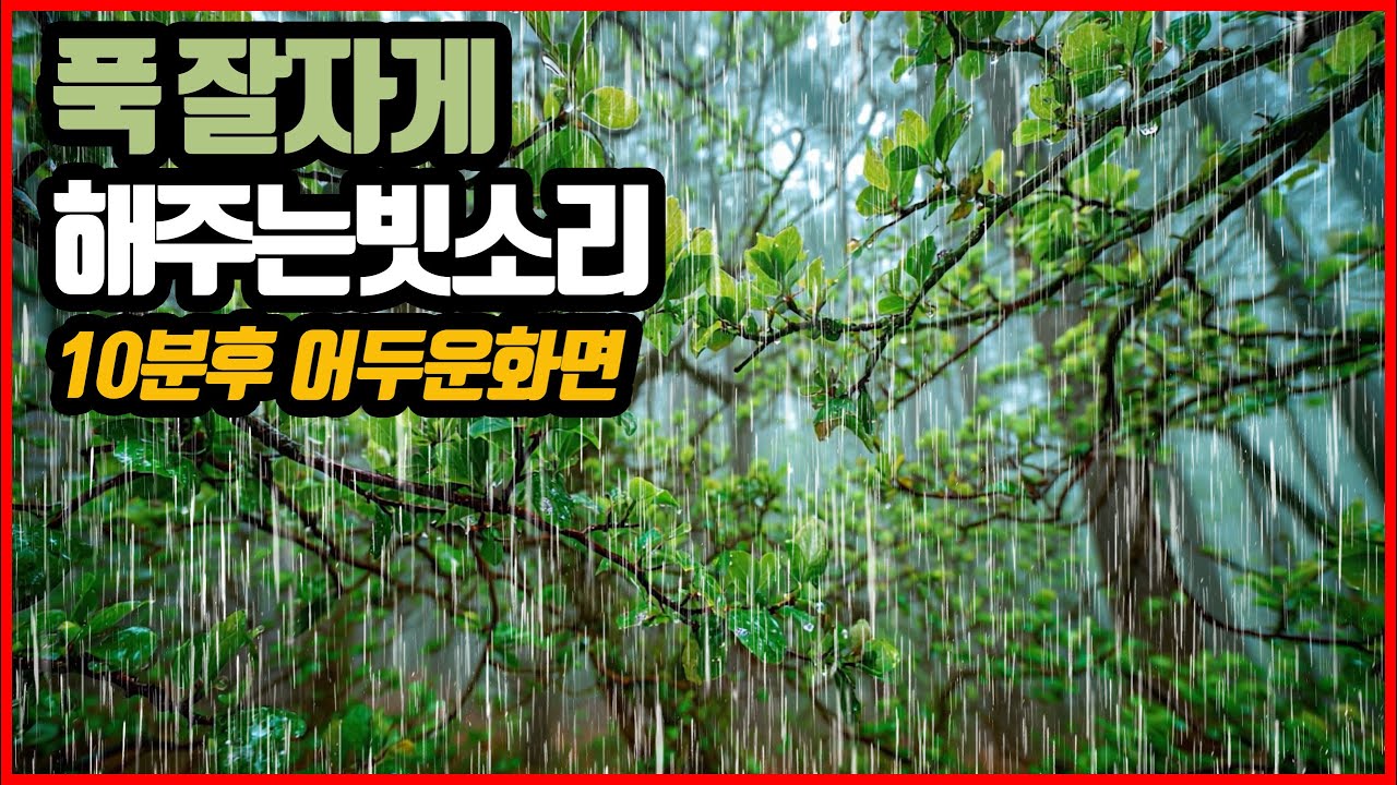 푹 잘자게 해주는 빗소리｜이명 불면증 치료효과｜10분후 화면꺼짐 ｜RAIN SOUND