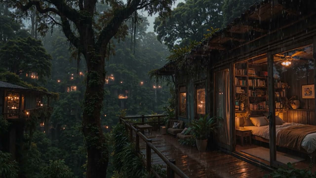 Quiet Forest Rain Around a Small Cozy Cabin 🌲🌧️ | Deep Rest Ambience