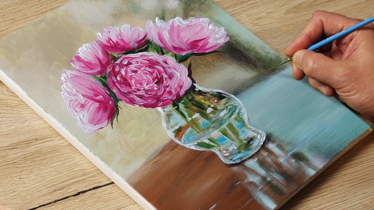 Peonies painting  / Acrylic Painting / Vadym art