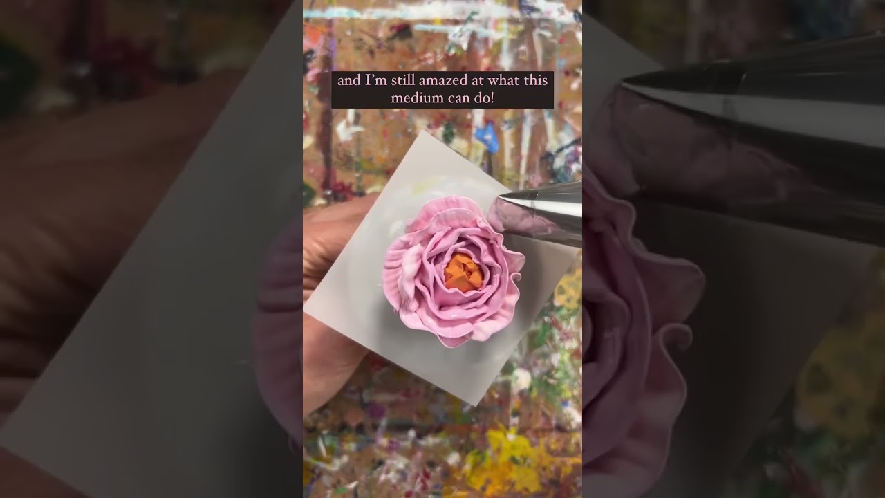 Watch Me As I Pipe A Flower With Heavy Texture Paint #satisfying #artist #floralart #shorts