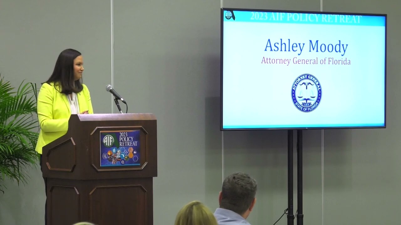 Attorney General of Florida Ashley Moody speaks at the 2023 AIF Policy Retreat