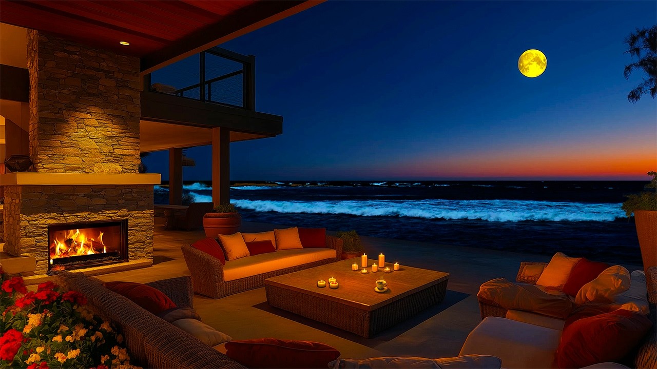 Coziest Seaside Jazz Night | Relaxing Waves Sounds mixed with Piano Melodies for Insomnia Relief