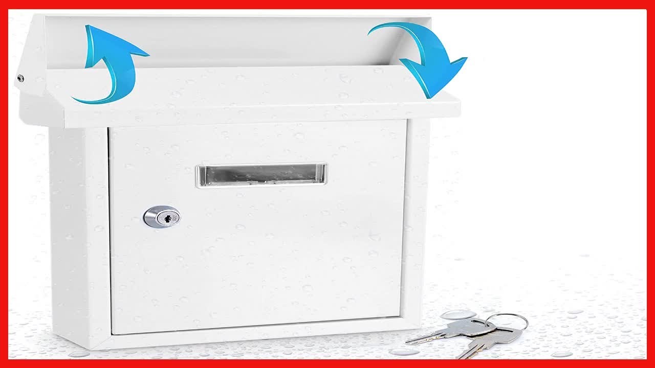 Weatherproof Wall Mount Locking Mailbox - Galvanized Steel w/ Metal Flap for Mail Insertion