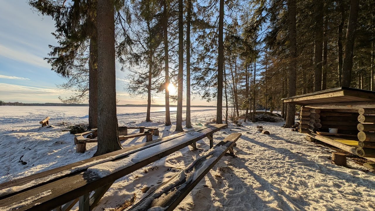 Walking in Finnish nature park Taipaleenvuori