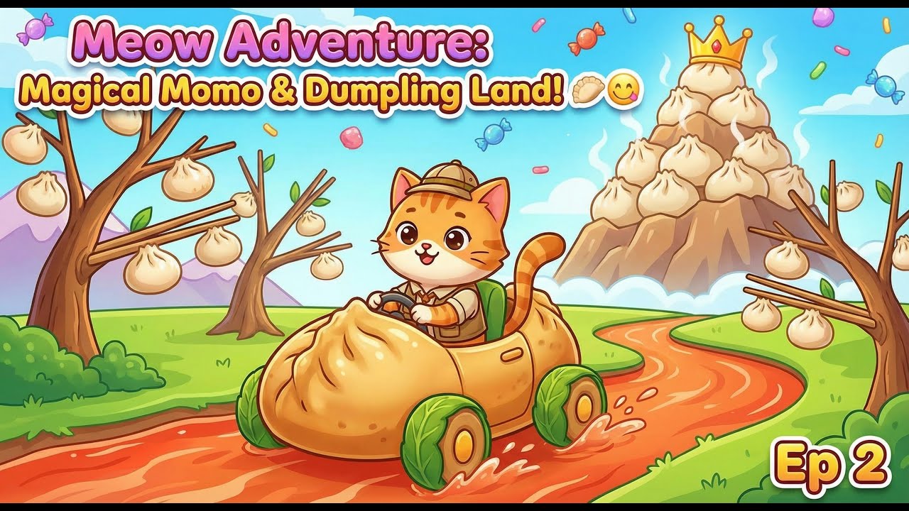 Funny Cat in Momo & Dumpling Land! 🥟😋 Magical Food Adventure | Ep 2