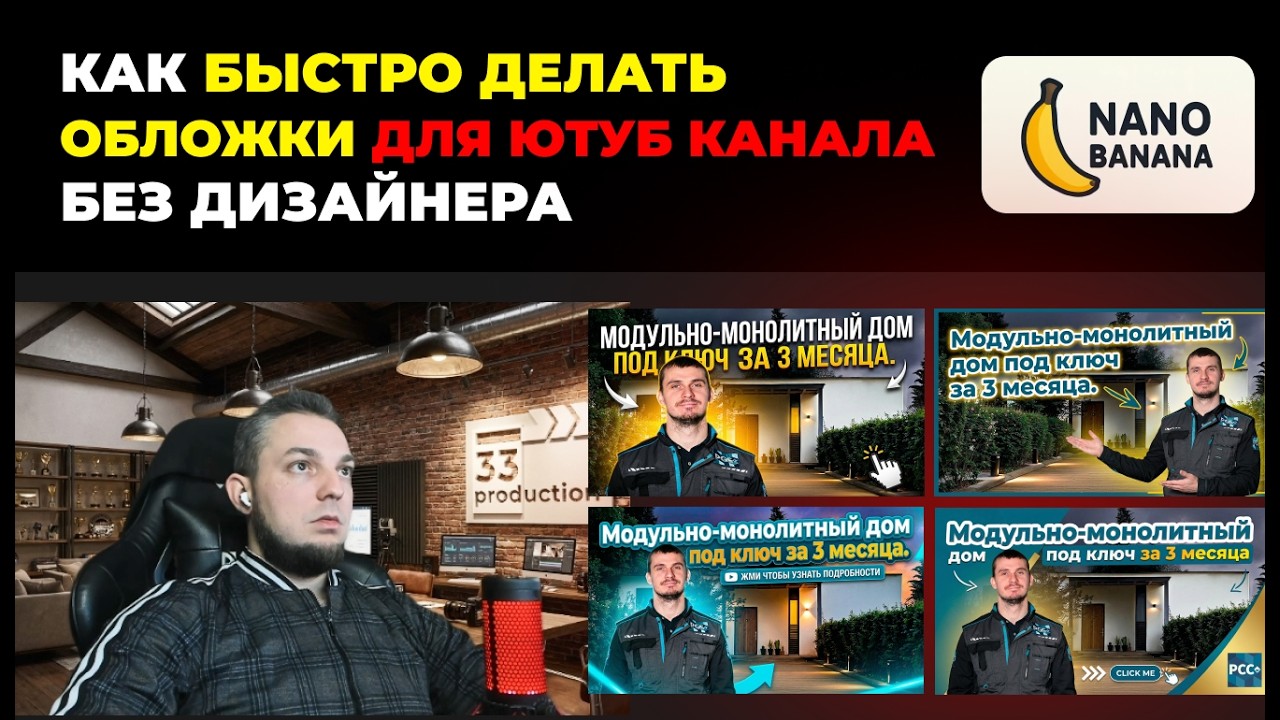 Как быстро сделать обложку для YouTube без дизайнера. Nano Banana. Урок