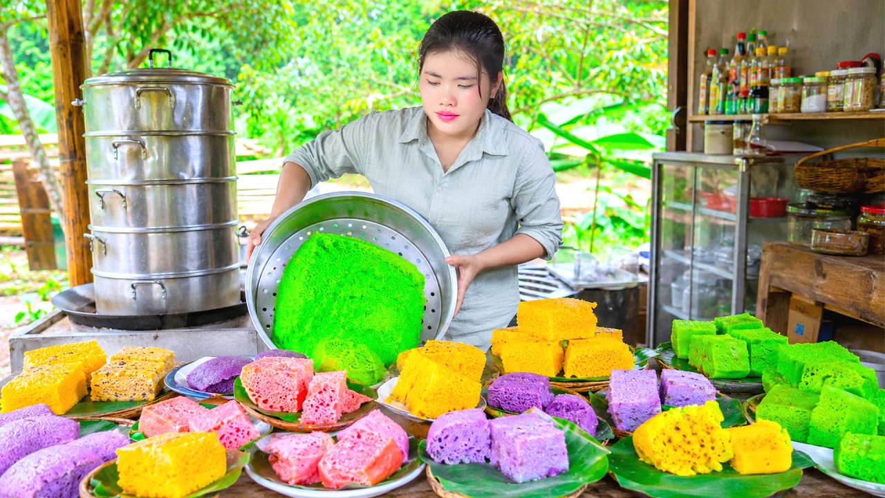 Making Giant Coloful Honeycomb Cake for Morning Market Sale - Vietnamese Traditional Recipe
