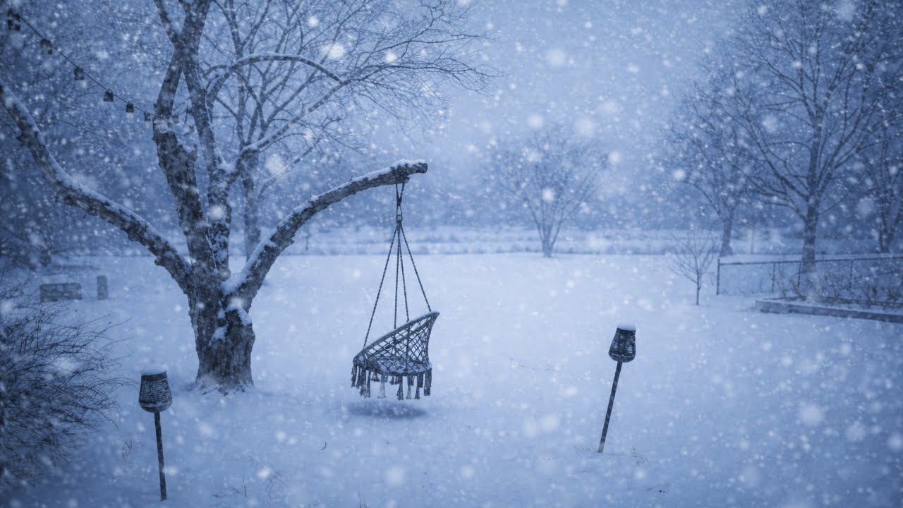 Intense Snowfall in the Garden | Relaxing Winter Ambience