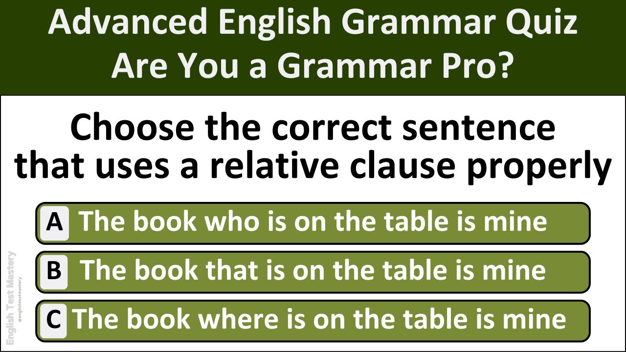 Advanced English Grammar Quiz | Are You a Grammar Pro? | English Test Mastery