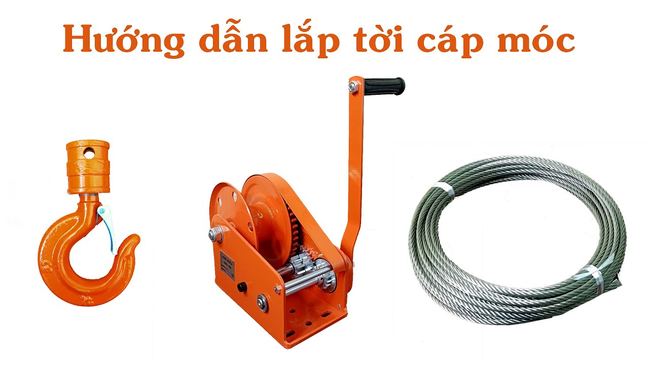 Hướng dẫn lắp móc, dây cáp vào tời quay tay 0989 986 934