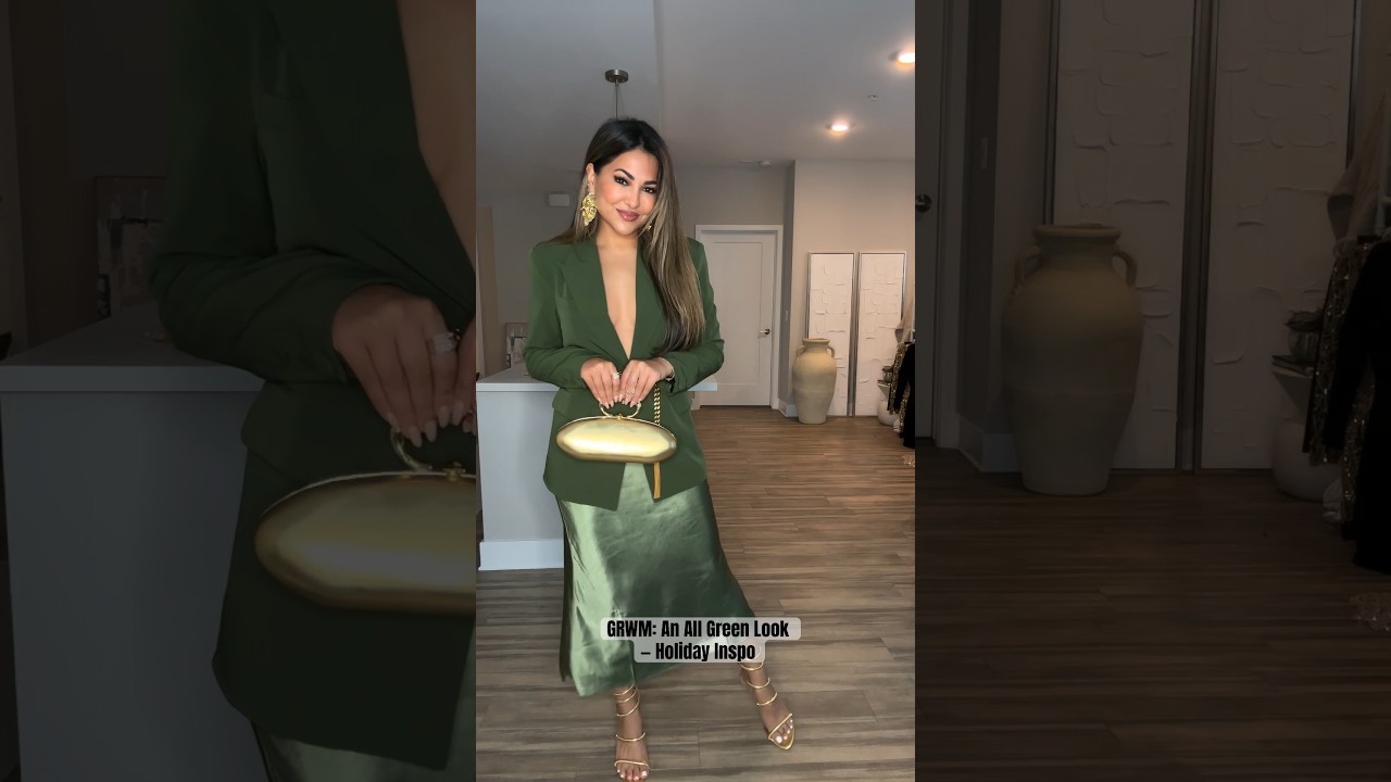 GRWM: An All Green Look &mdash; Holiday Inspo 💫 #grwm #fashion #style #tutorial #ootd #beauty #outfit