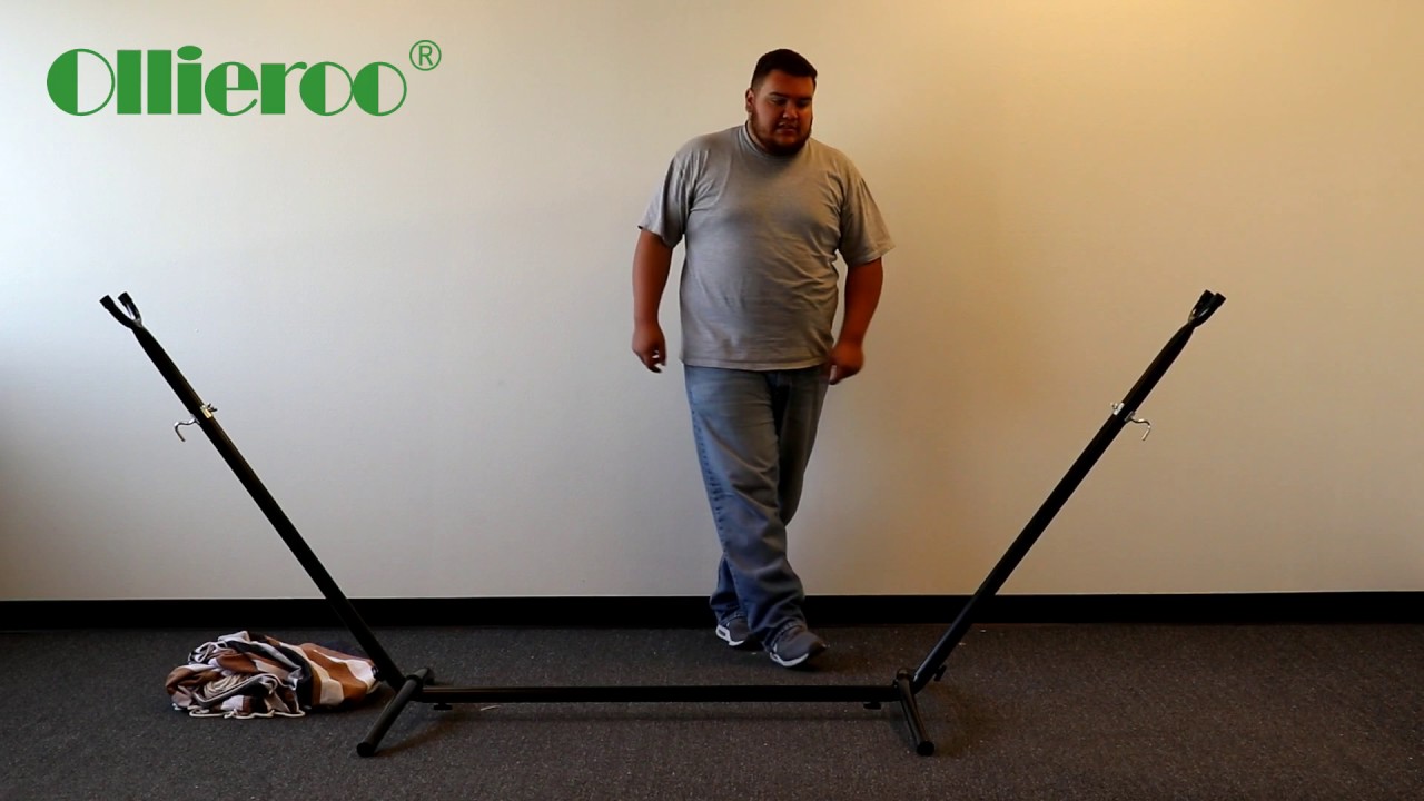 Ollieroo Hammock with Steel Stand and Carrying Case 450lb Capacity Coffee Stripe (How to Assemble)