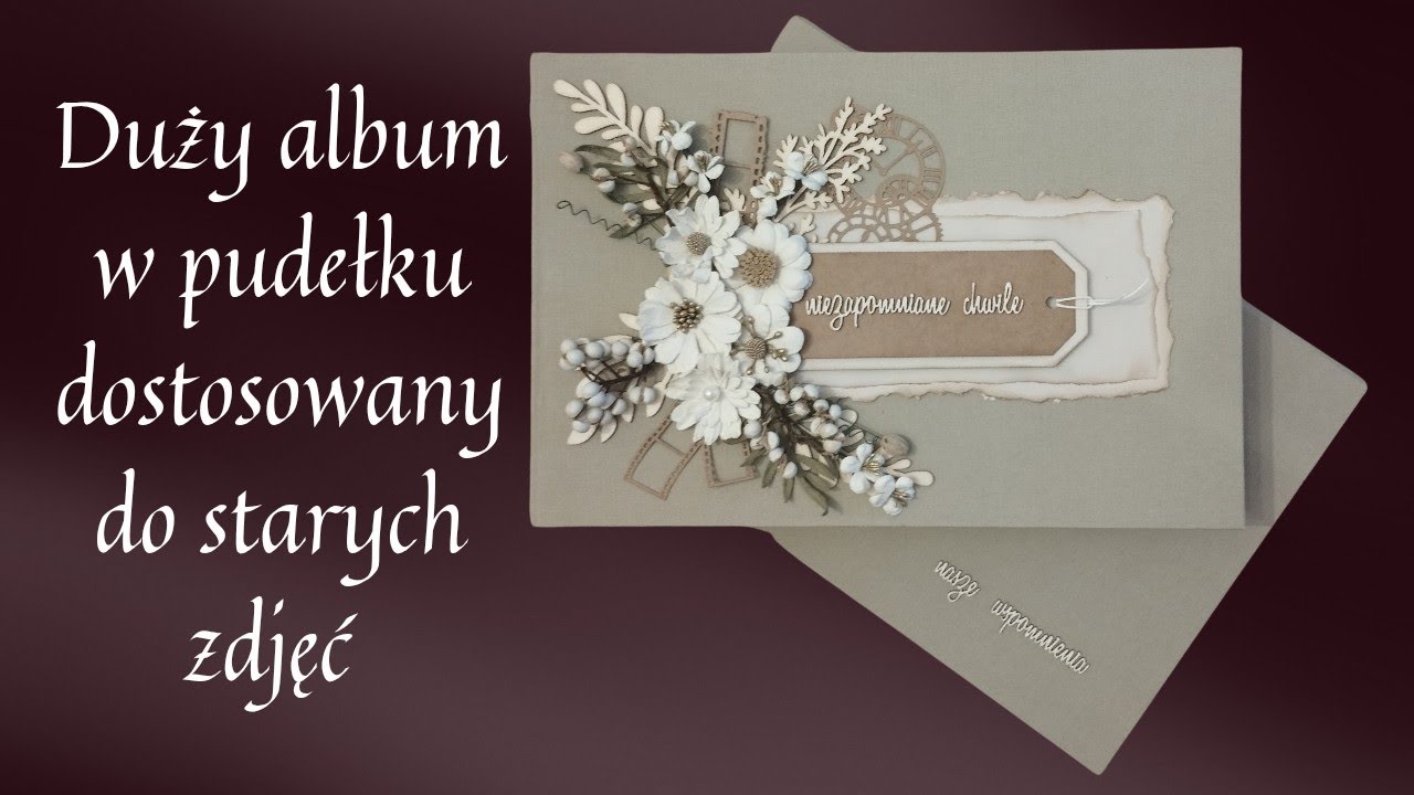 Duży poziomy album scrapbookingowy w stylu vintage z łączonych kolekcji