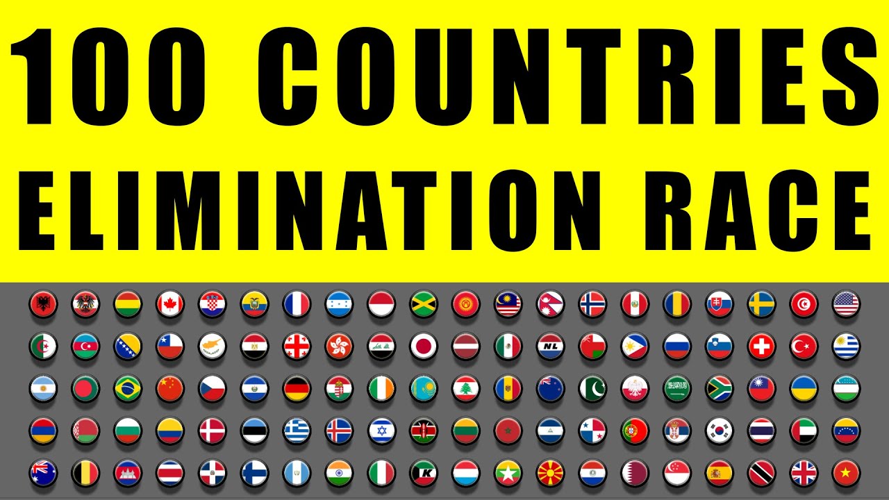 100 Countries Elimination Marble Race in Algodoo \ Marble Race King
