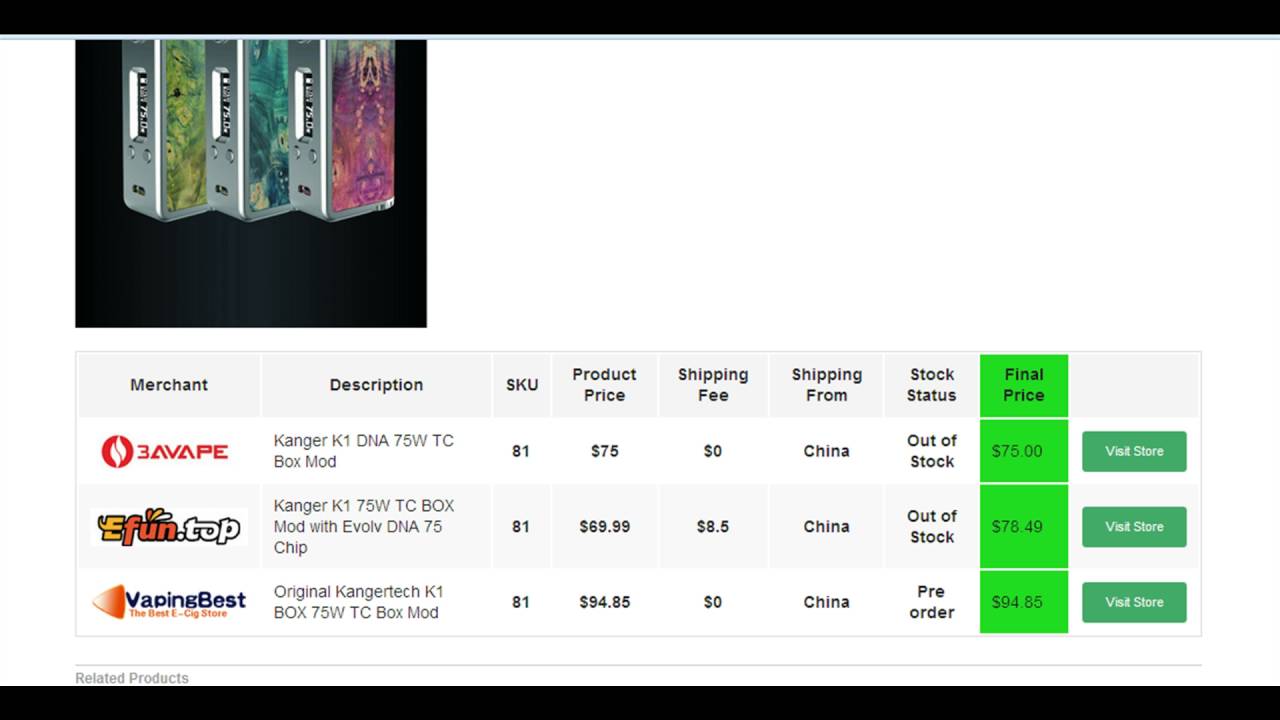 Best place to buy Kanger K1 75W TC BOX Mod