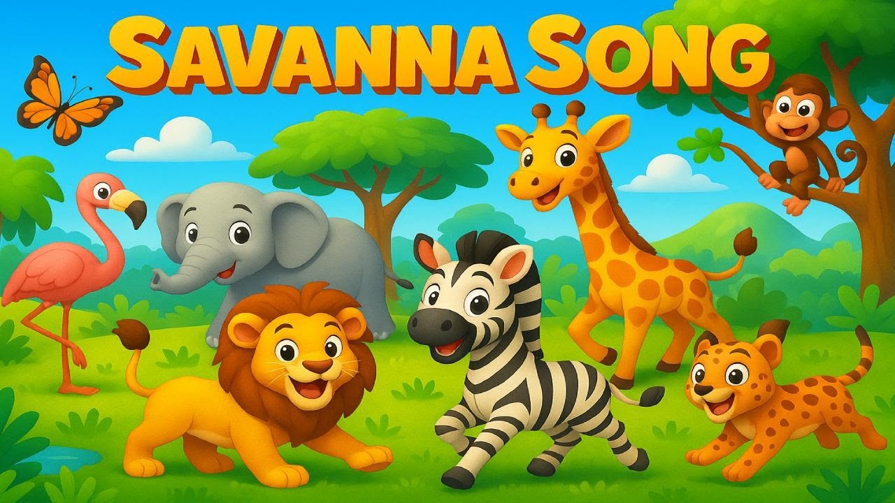 Savanna Animals Song for Kids – Lions, Elephants, Giraffes & More!