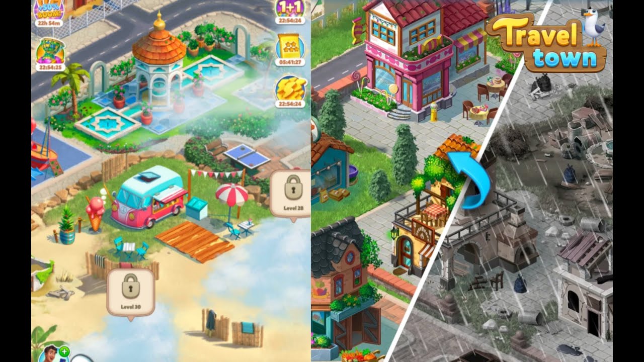 Travel Town - Merge Adventure | Level  26-27  Part 24 🐚🥗 #merge
