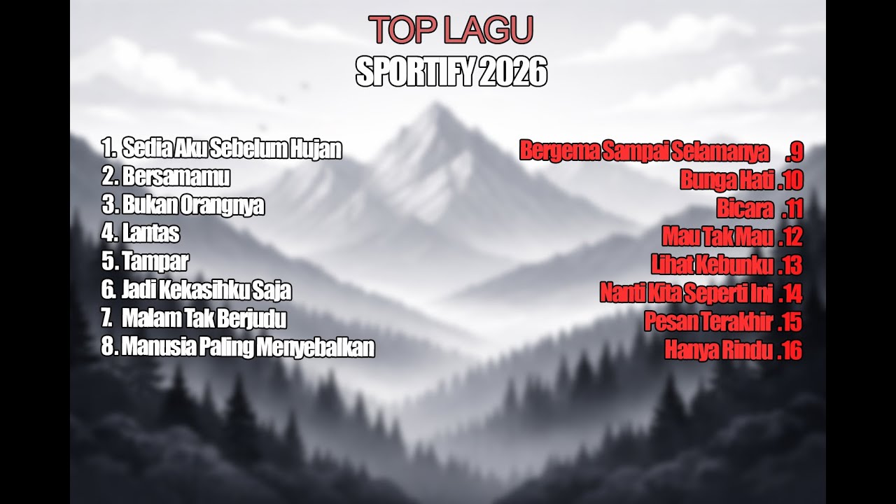 TOP PLAYLIST SPOTIFY 2026 | TANPA IKLAN | LAGU VIRAL TIKTOK | SEDIA AKU SEBELUM HUJAN