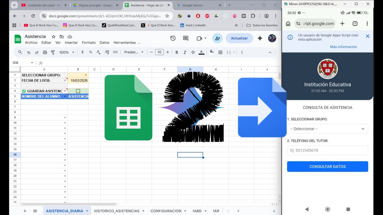 WebApp Asistencia Escuela - Implementacion Paso a Paso y Uso con Google Sheets Android