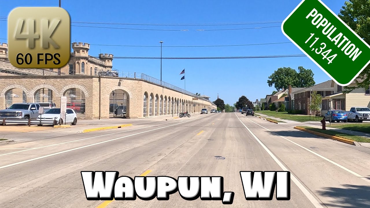 Driving Around Small Town Waupun, WI in 4k Video