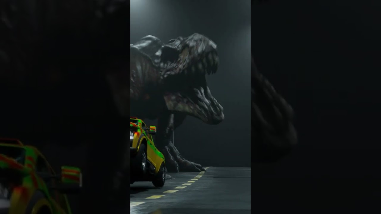 T-Rex chase Animated   #trexchase #jurassicworld #vfx #dinosaur