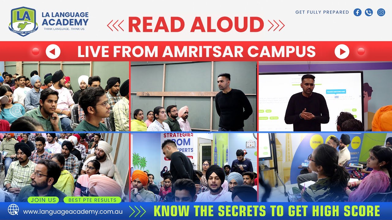 (Live) PTE Speaking Read Aloud in Hindi from Amritsar Campus | Language Academy