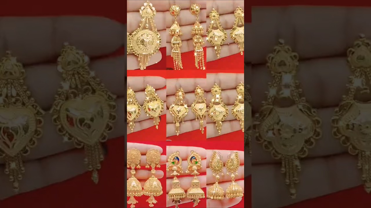 daily wear gold earring designs #earrings #goldjhala #goldjhumka #lightweightearrings #gold #shorts