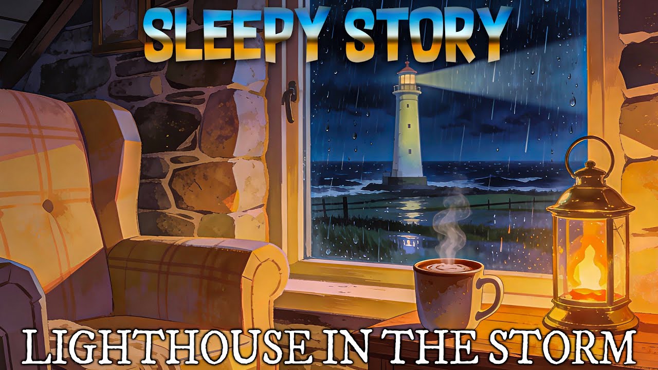 Lighthouse Sleep Story for Adults | Stormy Autumn Night (Rain, Wind & Distant Ocean) | Cozy & Safe