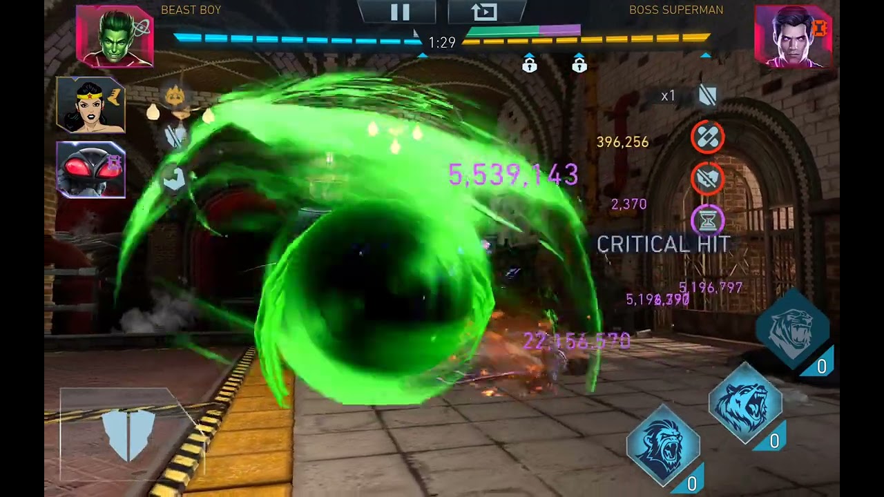 Beast Boy One Shot Boss Superman / Rise of Krypton Solo Raid / Injustice 2 Mobile