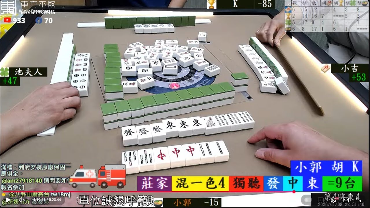 臭臭郭出現在八卦山麻將 K 小吉 小郭 池夫人 260108晚