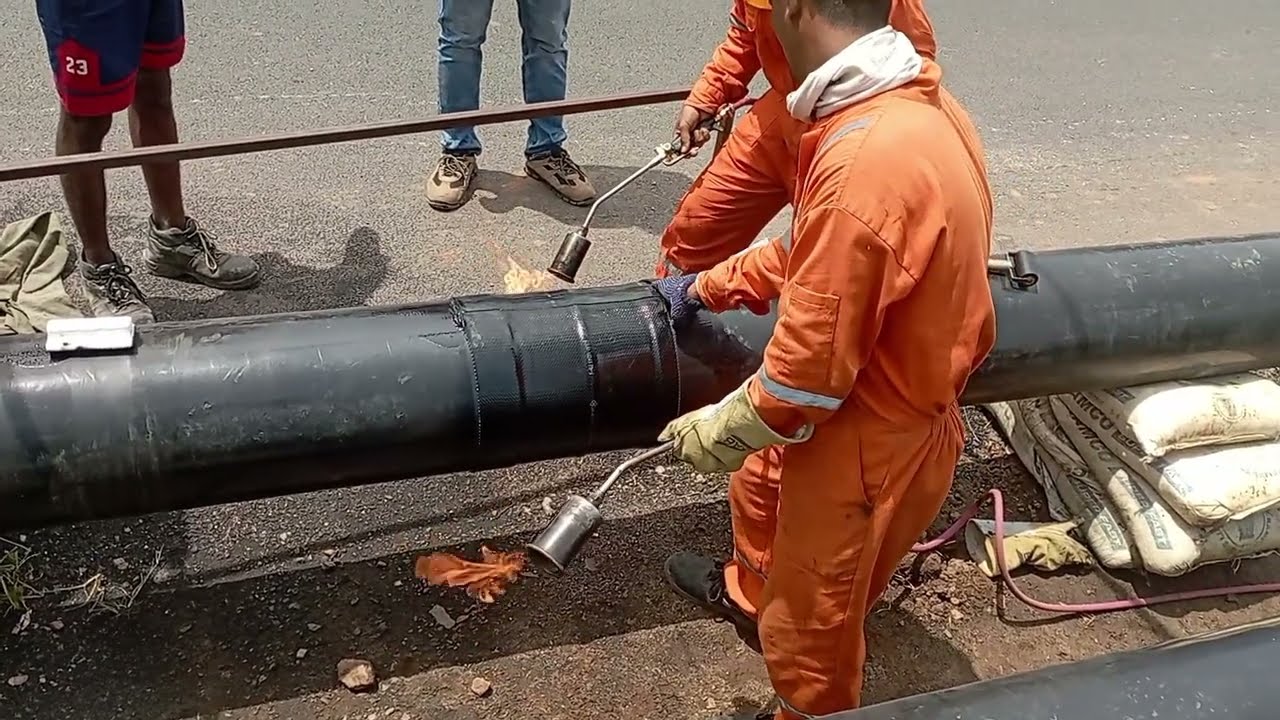 गैस पाइपलाइन में ब्लास्टिंग कोटिंग करने का सबसे आसान तरीका 😯 Gas Pipeline Working Video !1