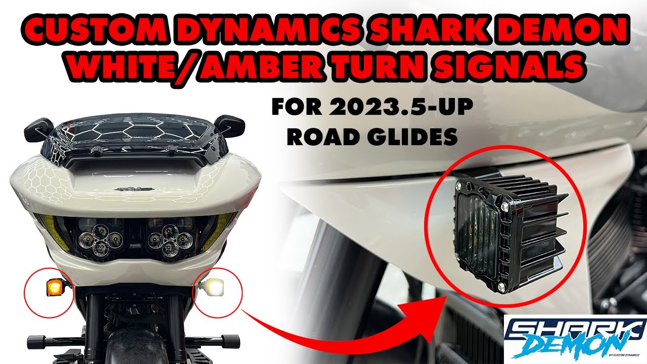 Яркие светодиодные передние поворотники Shark Demon от Custom Dynamics для Harley Davidson Road G...