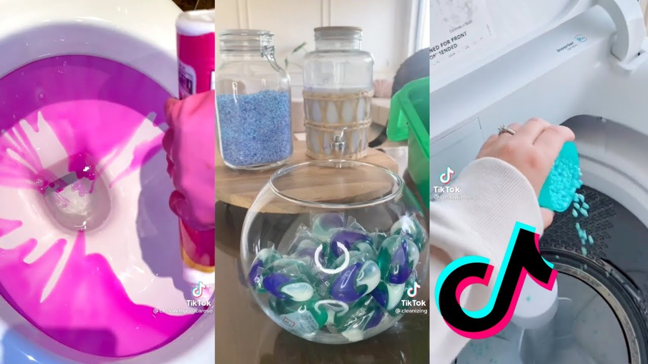 cleaning and organizing bathroom & laundry tiktok compilation⚘