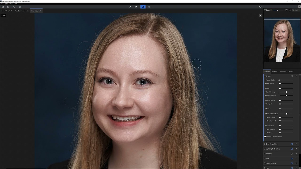 New stray hair removal tool in PortraitPro v23.