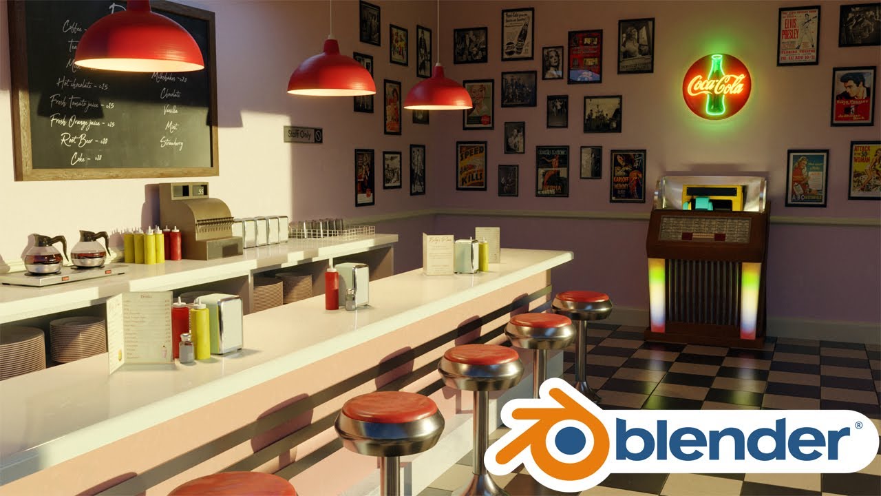 How I created a 1950s diner in Blender 2.83
