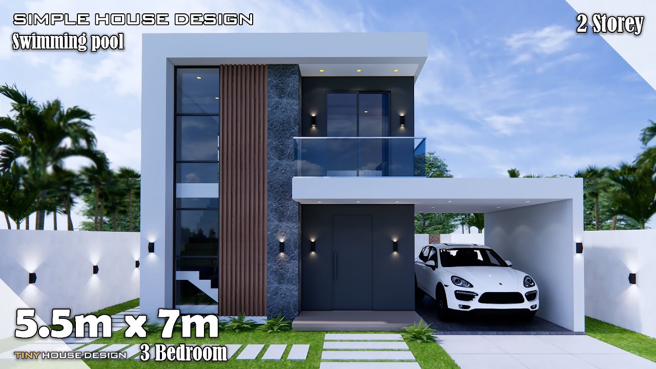 Small House Design | Simple House | 5.5m x 7m  2 Storey | 3 Bedroom