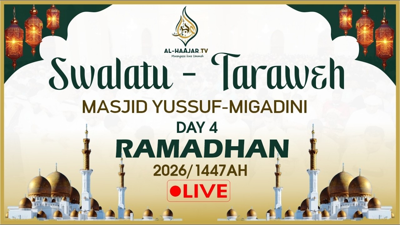 📺🔴LIVE: SWALATU ISHAAI NA TARAWEH || DAY 04 || MASJID YUSUF MIGADINI || 2026 /1447AH