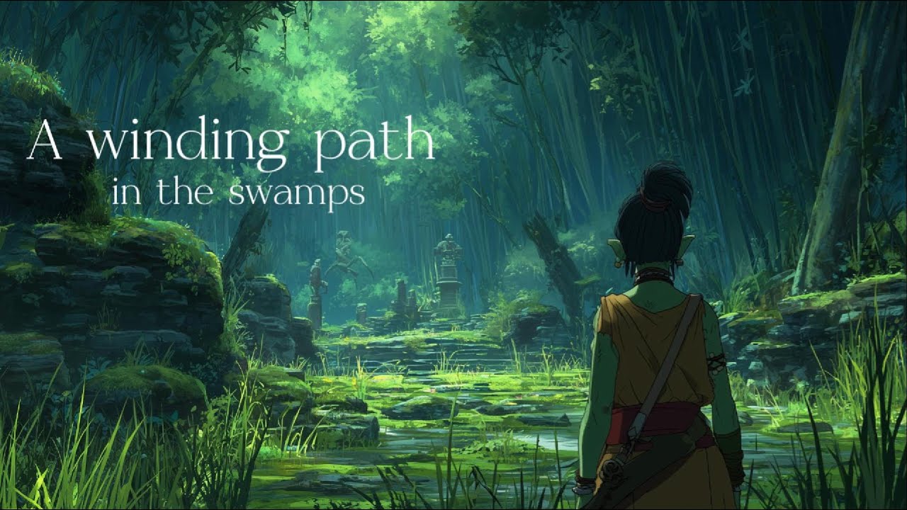 Medieval Fantasy Music - Gentle Harp for Relaxation & Peaceful Escape - A winding path in the swamps