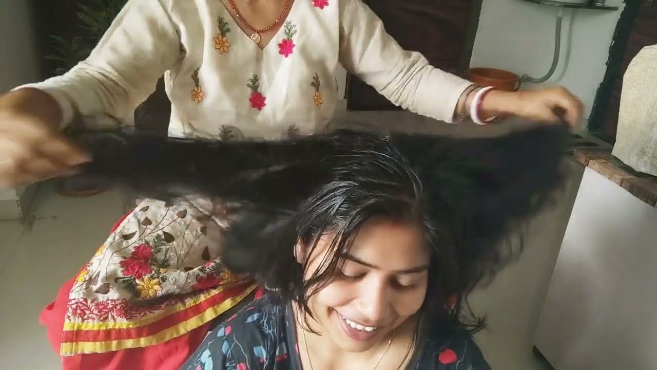 Hair oilling, hair combing, and twin braids with mother in law | #hindi by Indian vlogger swarnali